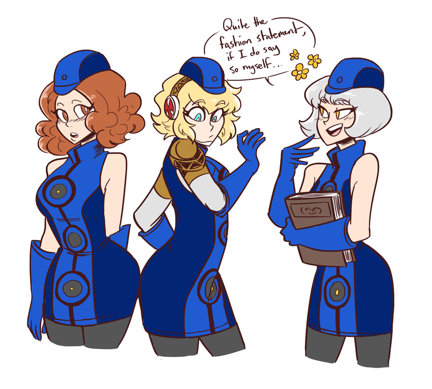 aigis, okumura haru, and elizabeth (persona and 2 more) drawn by scruffyturtles