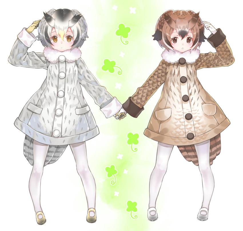 northern white-faced owl and eurasian eagle owl (kemono friends) drawn by shiosoda