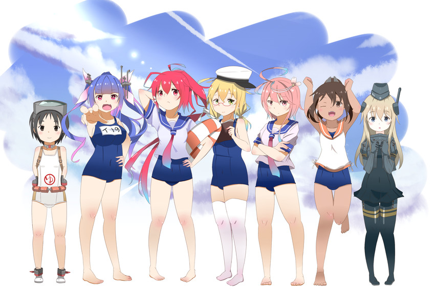 i-19, i-58, i-401, u-511, i-8, and 2 more (kantai collection) drawn by sora_(silent_square)