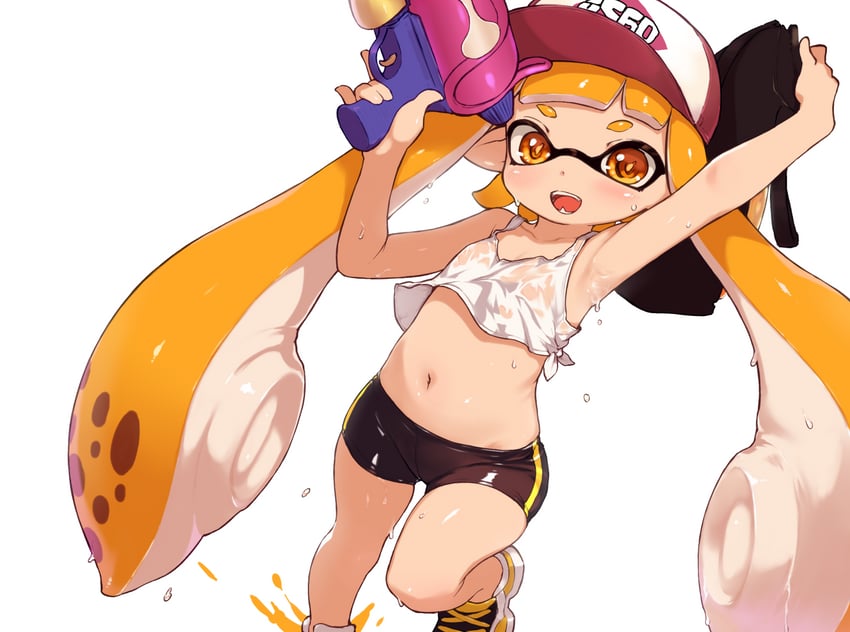 inkling player character and inkling girl (splatoon) drawn by visark