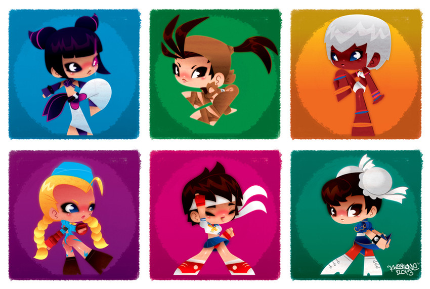 chun-li, cammy white, han juri, kasugano sakura, ibuki, and 1 more (street fighter) drawn by kwestone