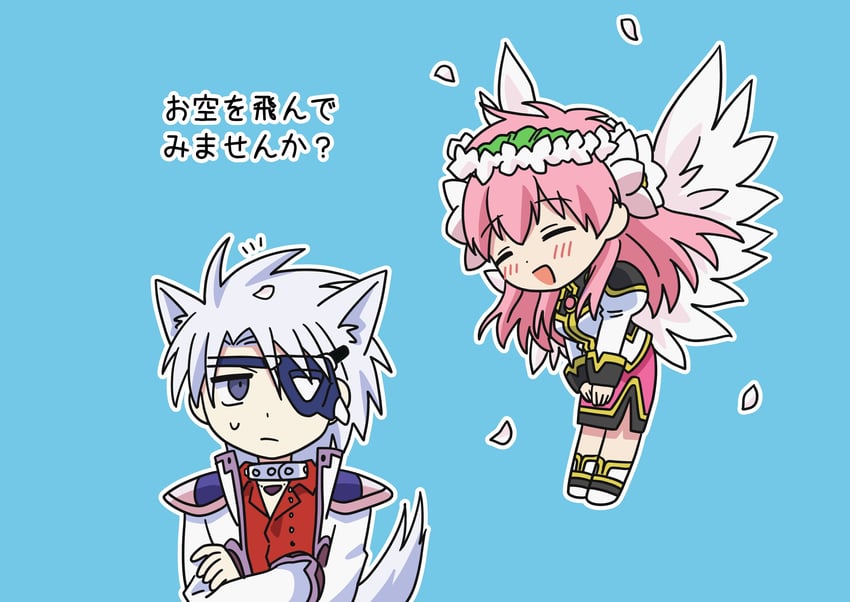 milfeulle sakuraba and lester coolduras (galaxy angel) drawn by kitaru