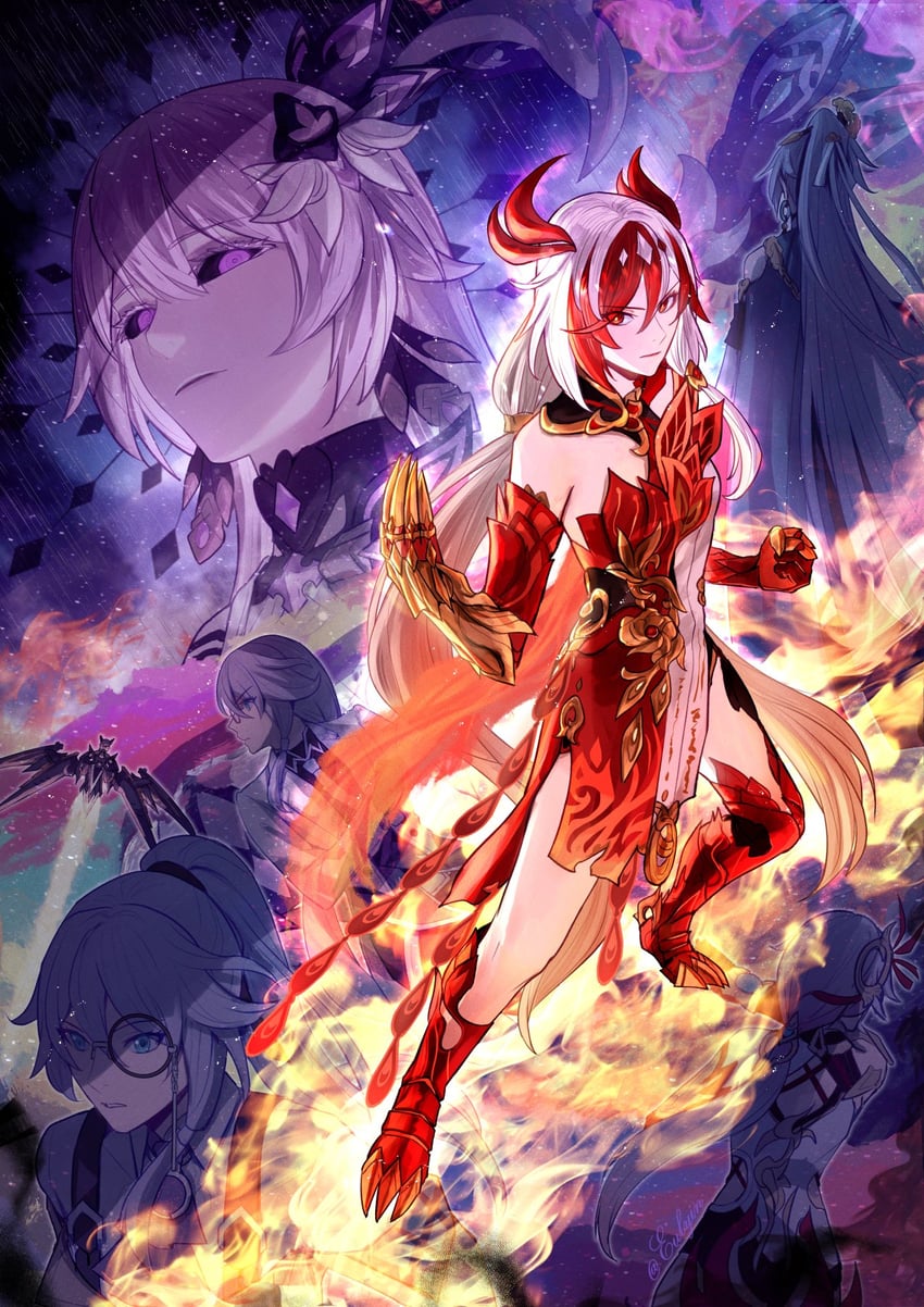 fu hua and sa (honkai and 1 more) drawn by eulyin_huan
