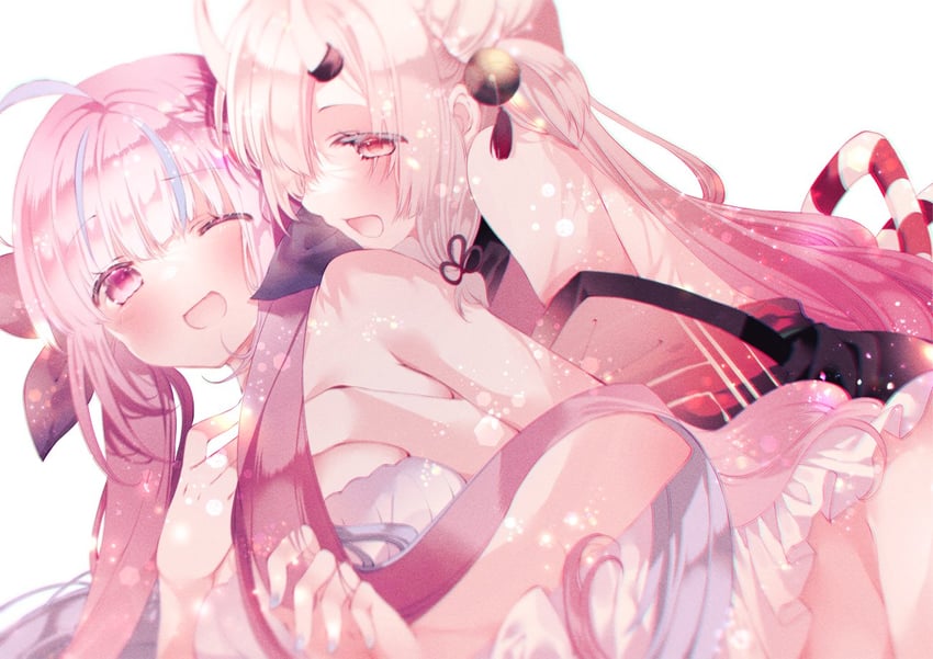 minato aqua and nakiri ayame (hololive) drawn by moo_(umineko)