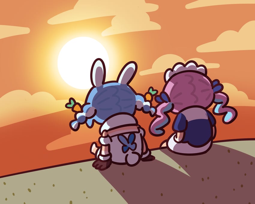 usada pekora and minato aqua (hololive) drawn by keenbiscuit