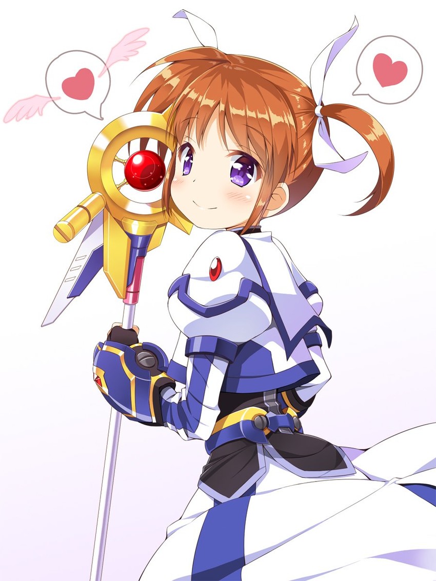 takamachi nanoha and raising heart (lyrical nanoha and 2 more) drawn by shinki_(shinki59)