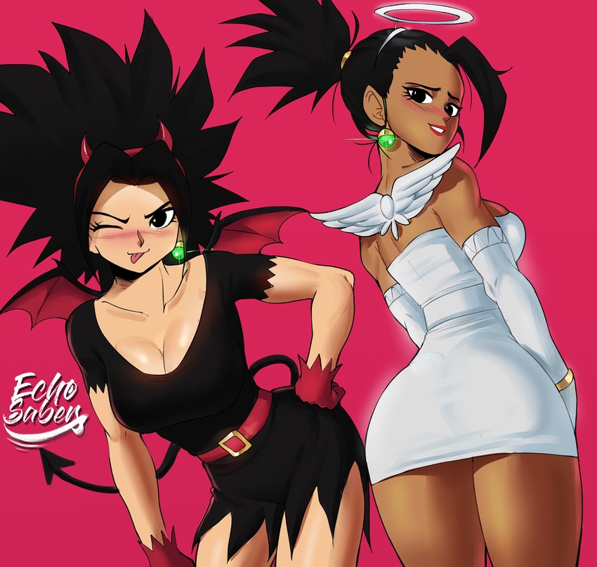 caulifla and kale (dragon ball and 1 more) drawn by echo_saber