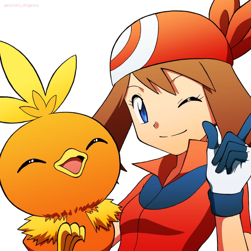 may and torchic (pokemon and 1 more) drawn by kuroki_shigewo