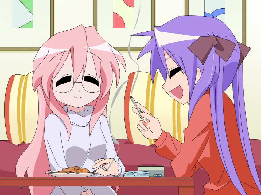 hiiragi kagami and takara miyuki (lucky star) drawn by ikenoka