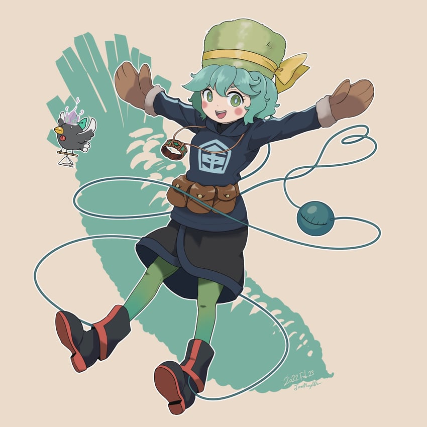 komeiji koishi, reiuji utsuho, sabi, and hisuian braviary (touhou and 2 more) drawn by tami_(joemanyodw)