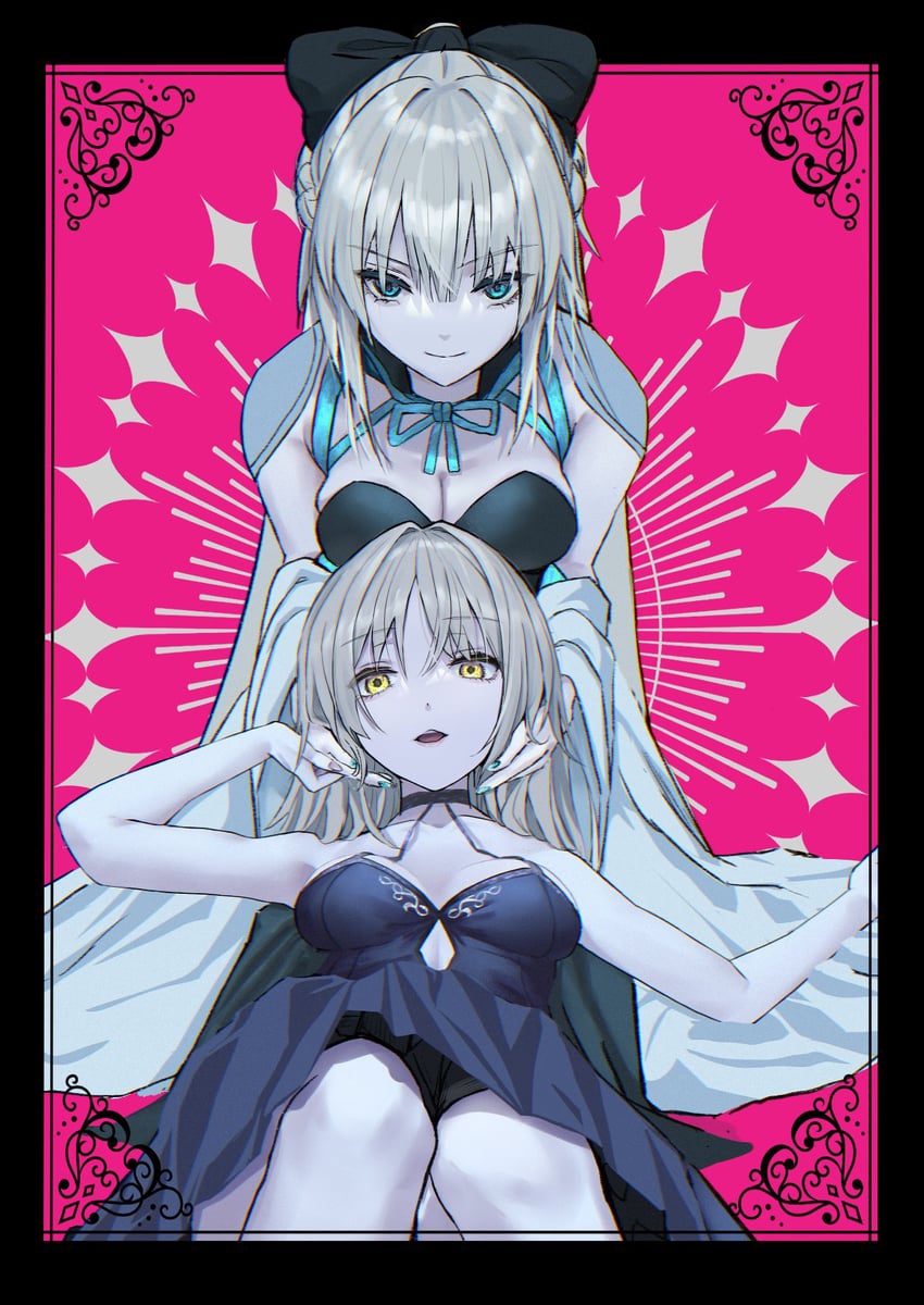 artoria pendragon, saber alter, and morgan le fay (fate and 1 more) drawn by notonaon