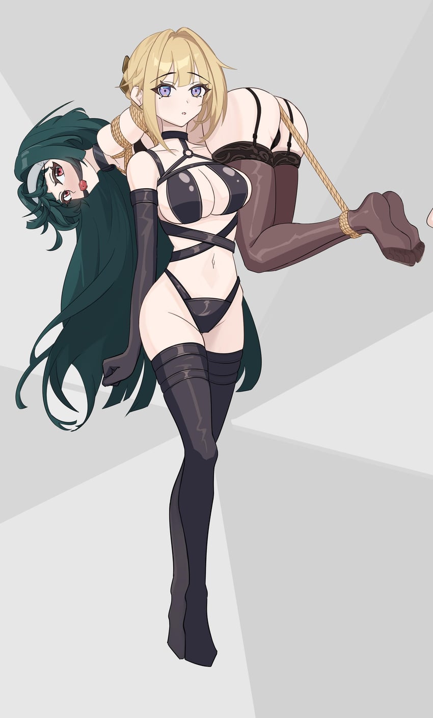 evelyn chevalier and astra yao (zenless zone zero) drawn by npcc