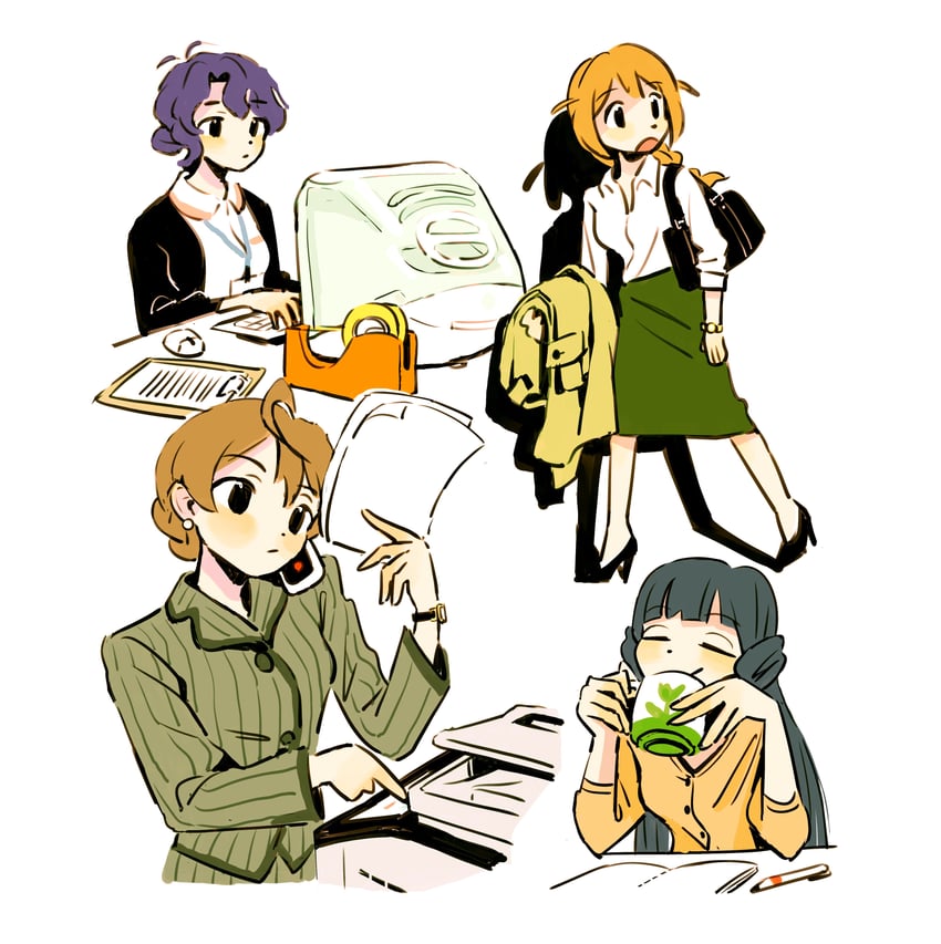 toyokawa fuka, sakuramori kaori, baba konomi, and kitakami reika (idolmaster and 1 more) drawn by iwashi_iwashimo