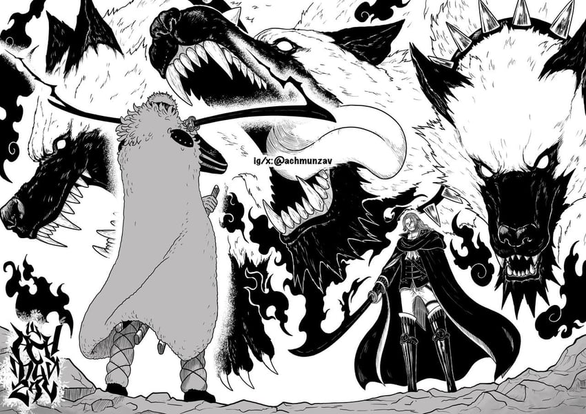 roronoa zoro and figarland shamrock (one piece) drawn by achmunzav