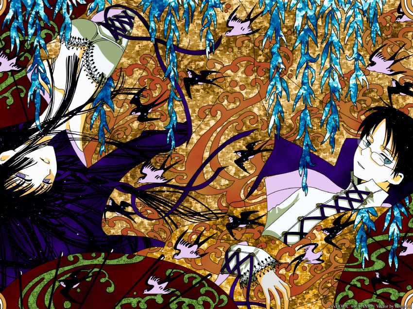 ichihara yuuko and watanuki kimihiro (xxxholic) drawn by clamp_(circle)