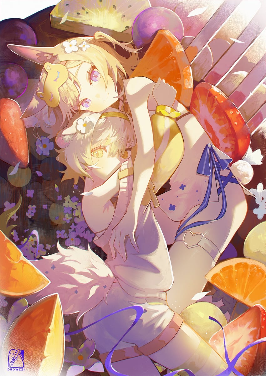 laimu and yenko (indie virtual youtuber and 1 more) drawn by drowzzi