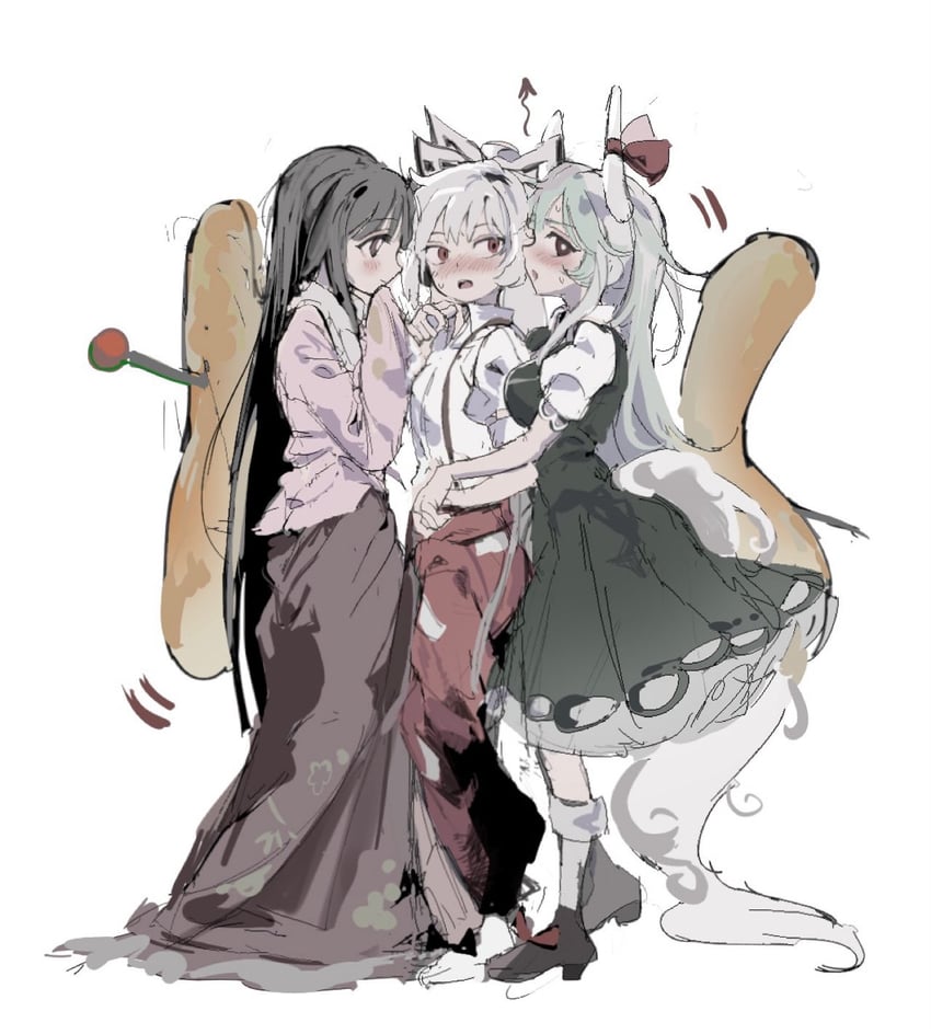 fujiwara no mokou, kamishirasawa keine, houraisan kaguya, and ex-keine (touhou) drawn by sesmkun