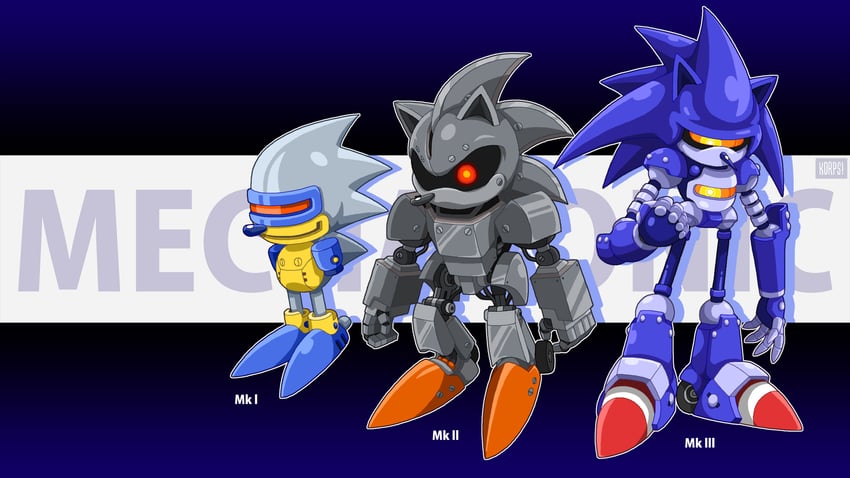 mecha sonic mkii and mecha sonic mki (sonic and 3 more) drawn by chibuwa_rouran