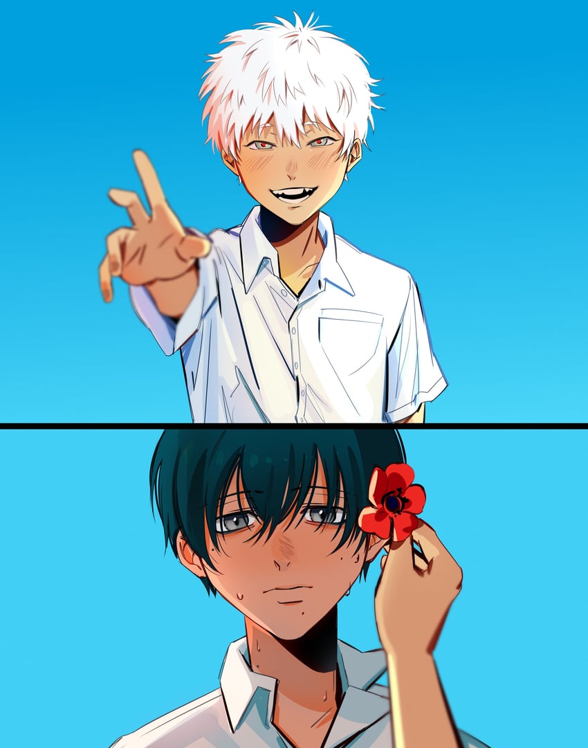 indou hikaru and tsujinaka yoshiki (hikaru ga shinda natsu) drawn by uneasywolf