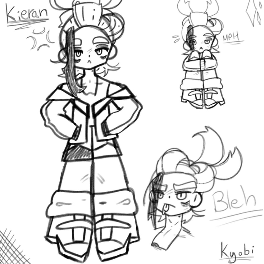 kieran (pokemon and 1 more) drawn by kyobi's_doodles