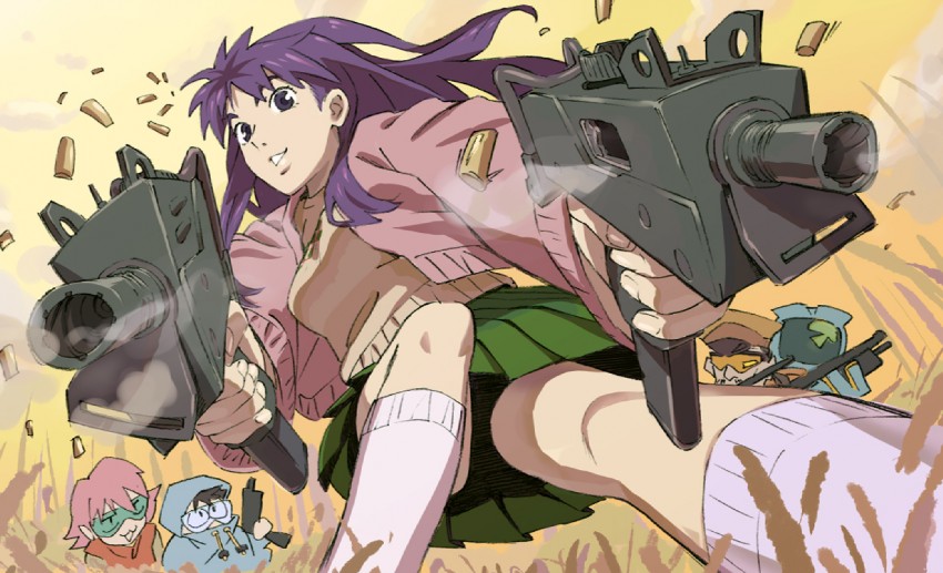 haruhara haruko, nandaba naota, canti, ninamori eri, and nandaba kamon (flcl) drawn by jibon