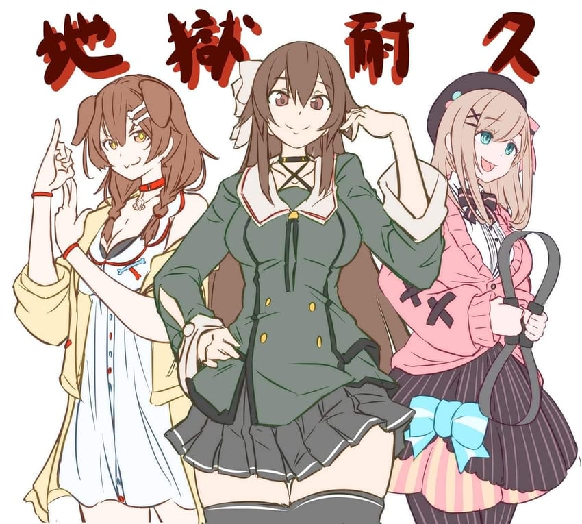 inugami korone, suzuhara lulu, and yaezawa natori (hololive and 2 more) drawn by lgori22