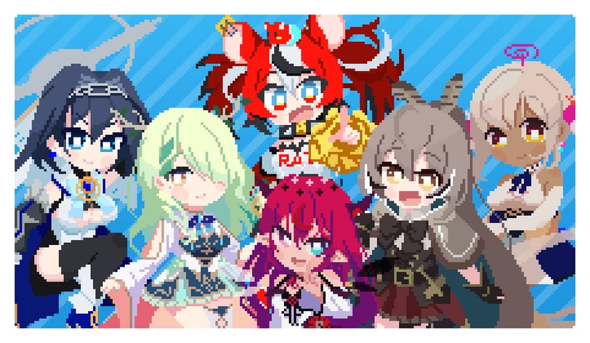 ouro kronii, nanashi mumei, hakos baelz, ceres fauna, irys, and 1 more (hololive and 2 more) drawn by potato7192