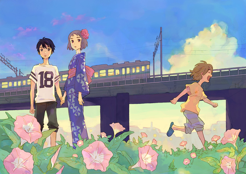 suzumura rio, nanao natsuru, and suzumura yuuta (kamisama ga uso o tsuku) drawn by ozaki_kaori