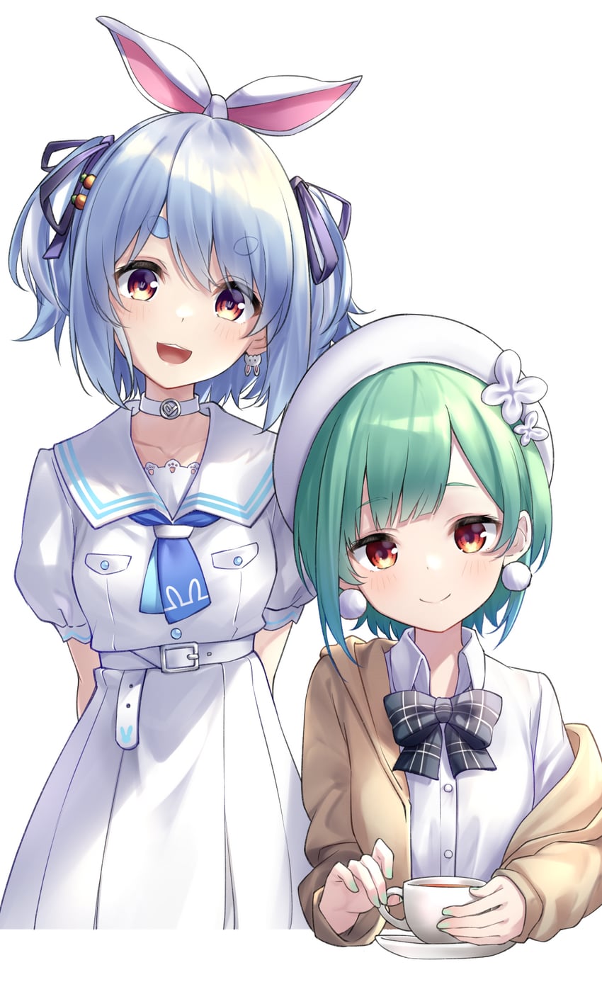 usada pekora and uruha rushia (hololive) drawn by tsurupy