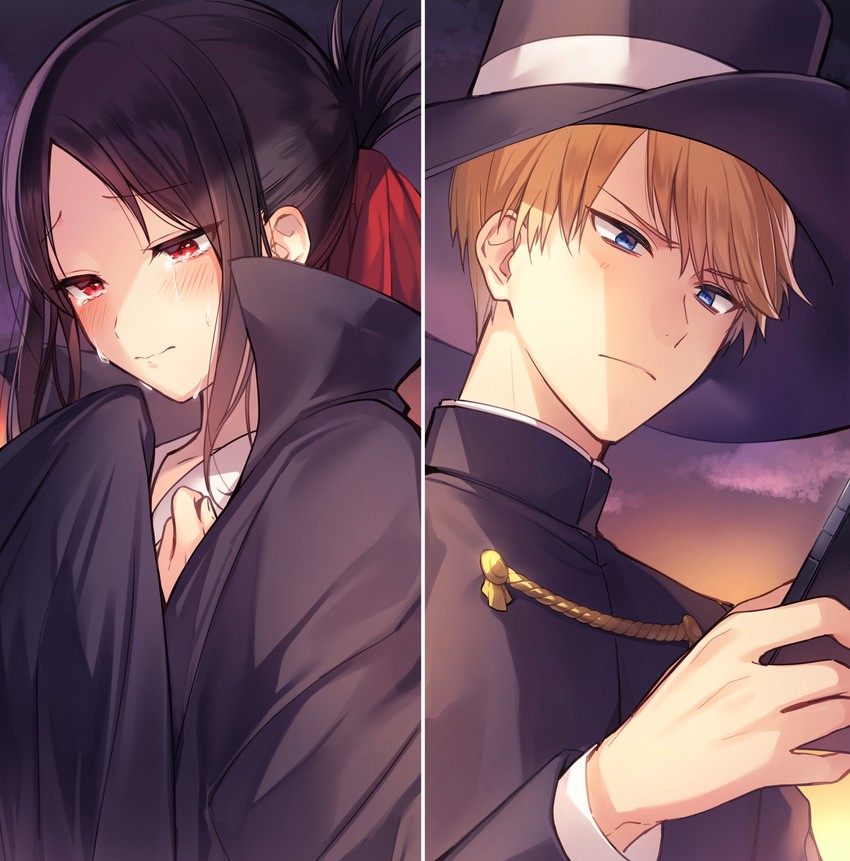 shinomiya kaguya and shirogane miyuki (kaguya-sama wa kokurasetai ~tensai-tachi no renai zunousen~) drawn by juugonichi_(wheeliex2)