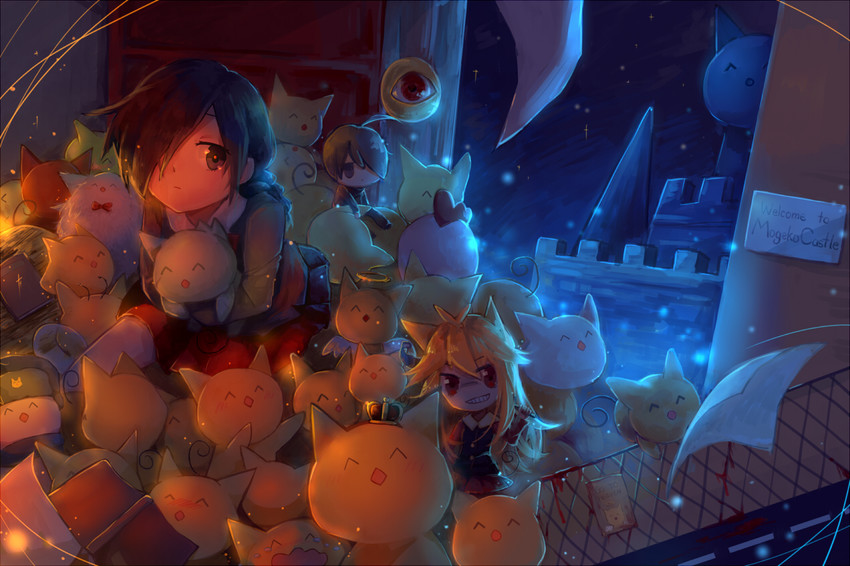 kurai yonaka, moge-ko, defect mogeko, king mogeko, kurai shinya, and 6 more (funamusea and 1 more) drawn by mary_(14476764)