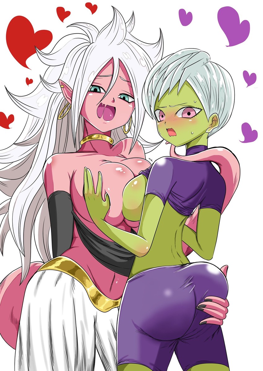 android 21, majin android 21, and cheelai (dragon ball and 3 more) drawn by kazenoyobou
