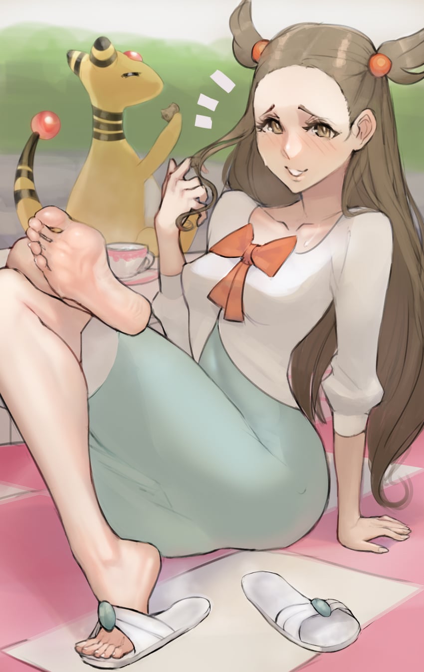 jasmine and ampharos (pokemon and 1 more) drawn by scathegrapes