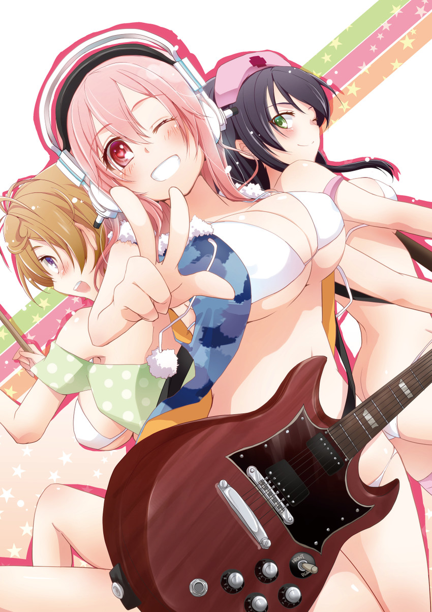 super sonico, watanuki fuuri, and fujimi suzu (nitroplus) drawn by merryhachi
