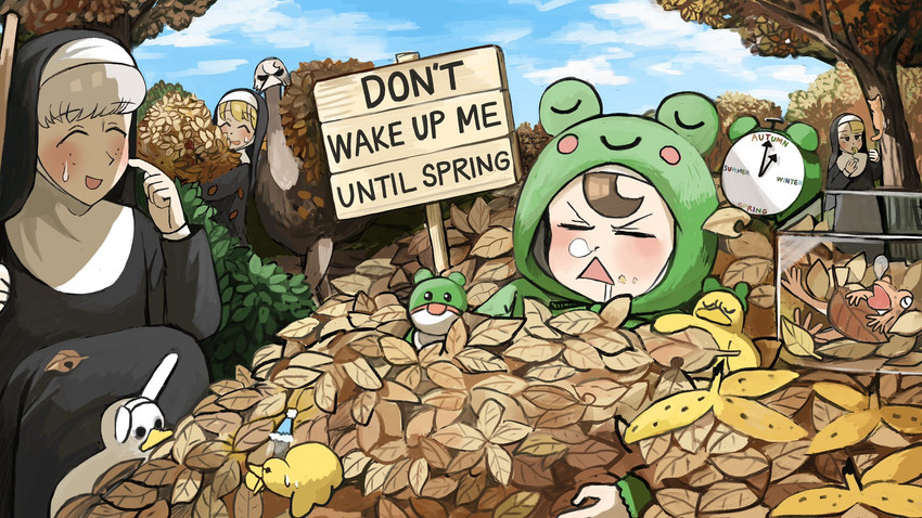 clumsy nun, froggy nun, spicy nun, and sheep nun (little nuns) drawn by diva_(hyxpk)