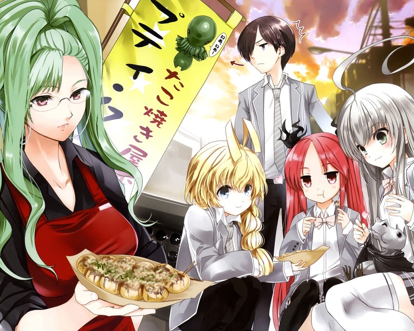 nyarlathotep, cthugha, cthulhu, hastur, yasaka mahiro, and 2 more (haiyore! nyaruko-san and 1 more) drawn by koin_(foxmark)