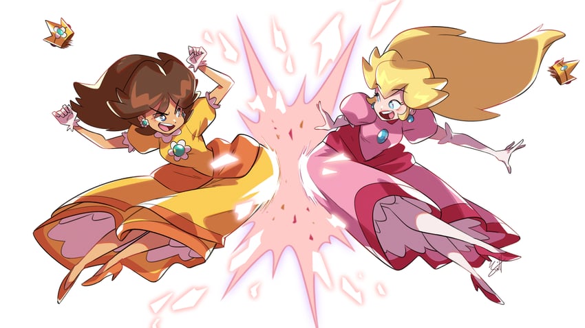 princess peach and princess daisy (mario and 1 more) drawn by cheesecakes_by_lynx