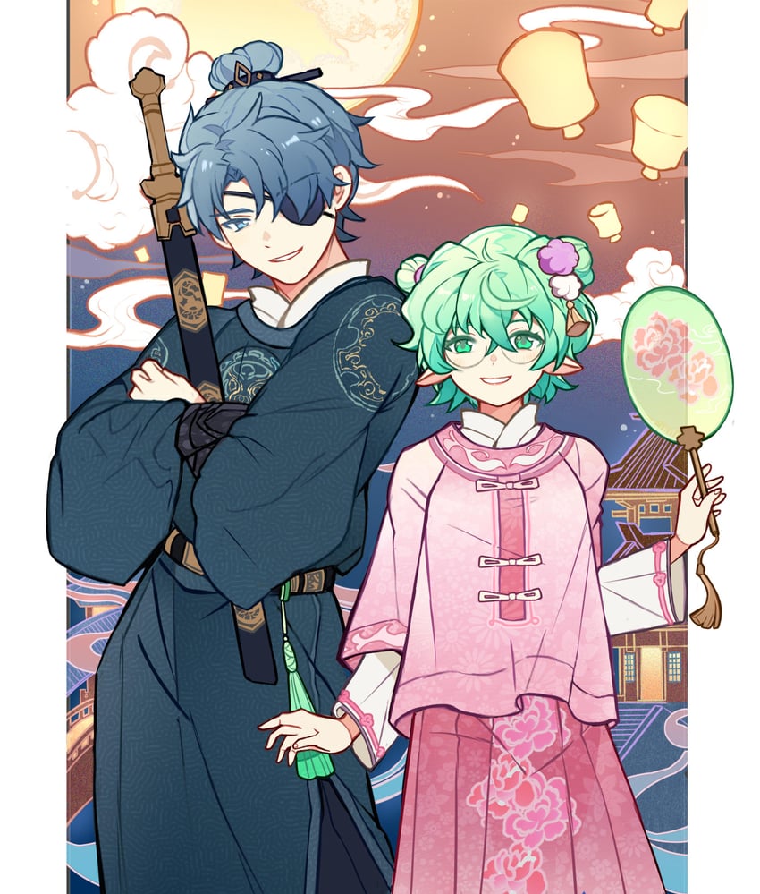 pandoria and zeke von genbu (xenoblade chronicles and 1 more) drawn by toki0830