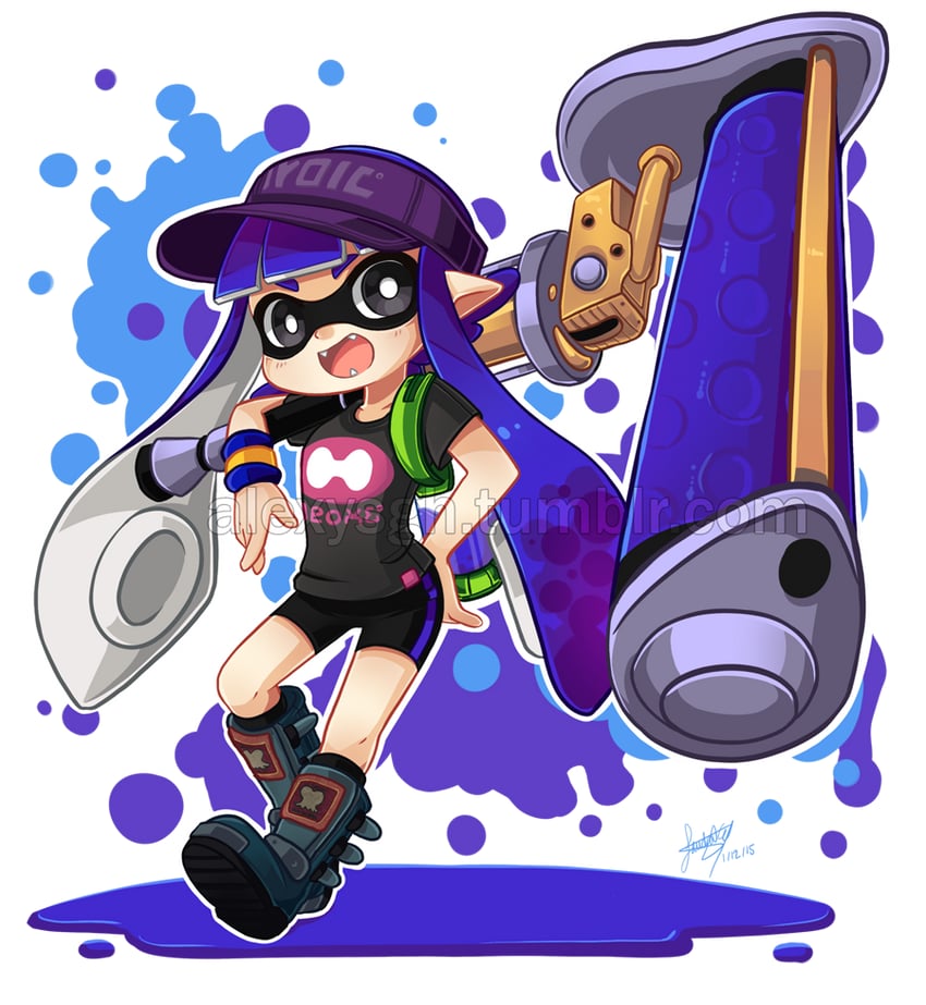 inkling player character and inkling girl (splatoon and 1 more) drawn by sandragh