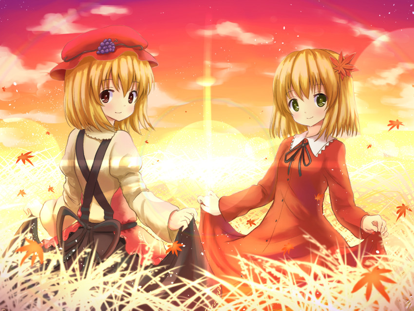 aki minoriko and aki shizuha (touhou) drawn by hakuto_(28syuku)
