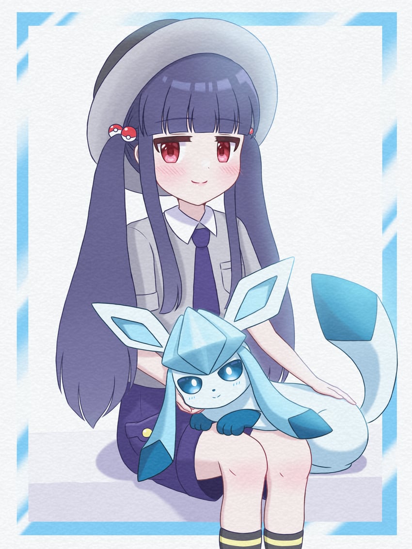 glaceon and sajo yukimi (pokemon and 3 more) drawn by nagi_kai