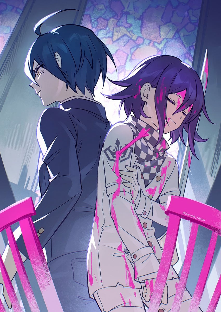 oma kokichi and saihara shuichi (danganronpa and 1 more) drawn by ewa_(seraphhuiyu)