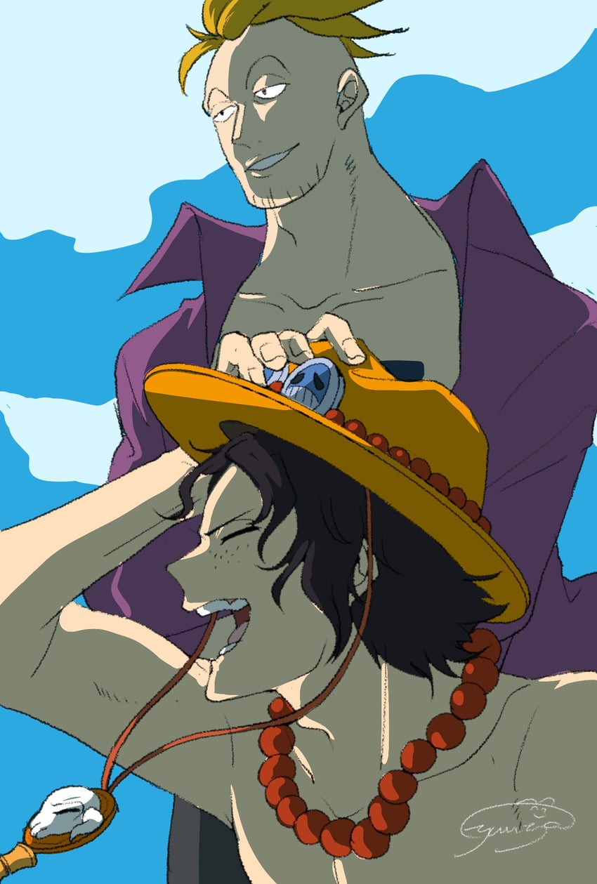 portgas d. ace and marco (one piece) drawn by yuuya_(hakase-luv)