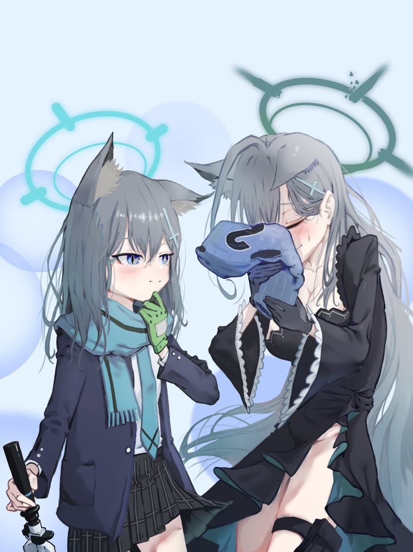 shiroko and shiroko terror (blue archive) drawn by kongaru_123