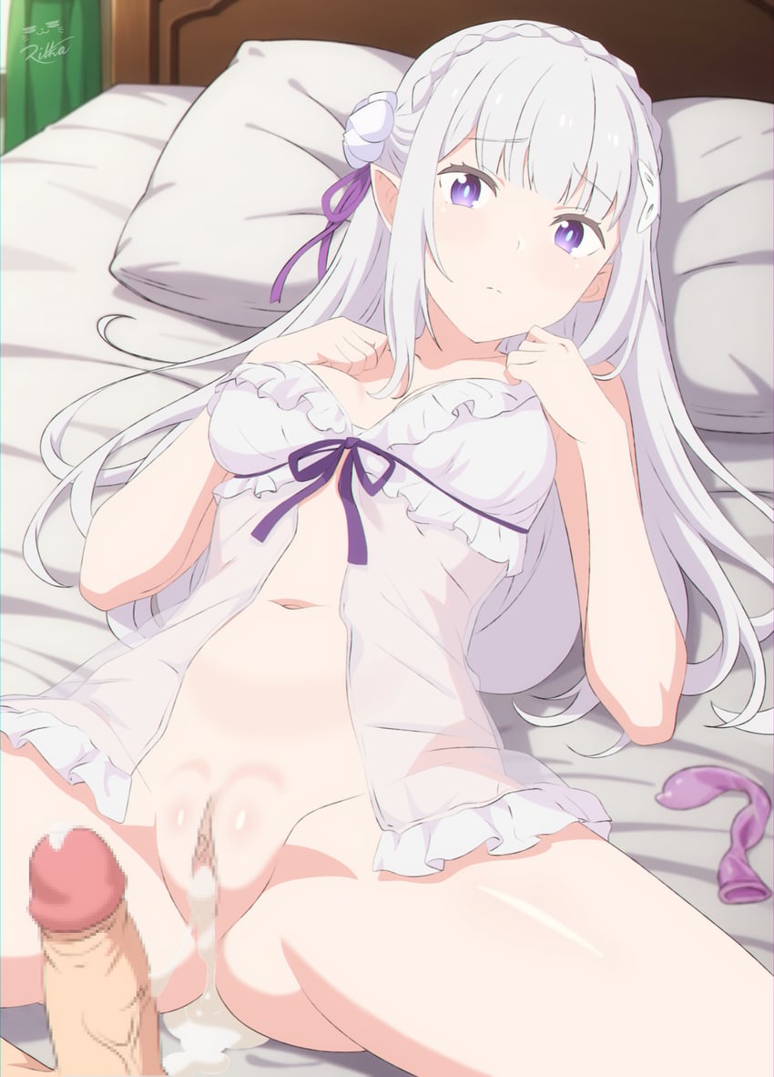 emilia (re:zero kara hajimeru isekai seikatsu) drawn by rikka_(rikkaarts)