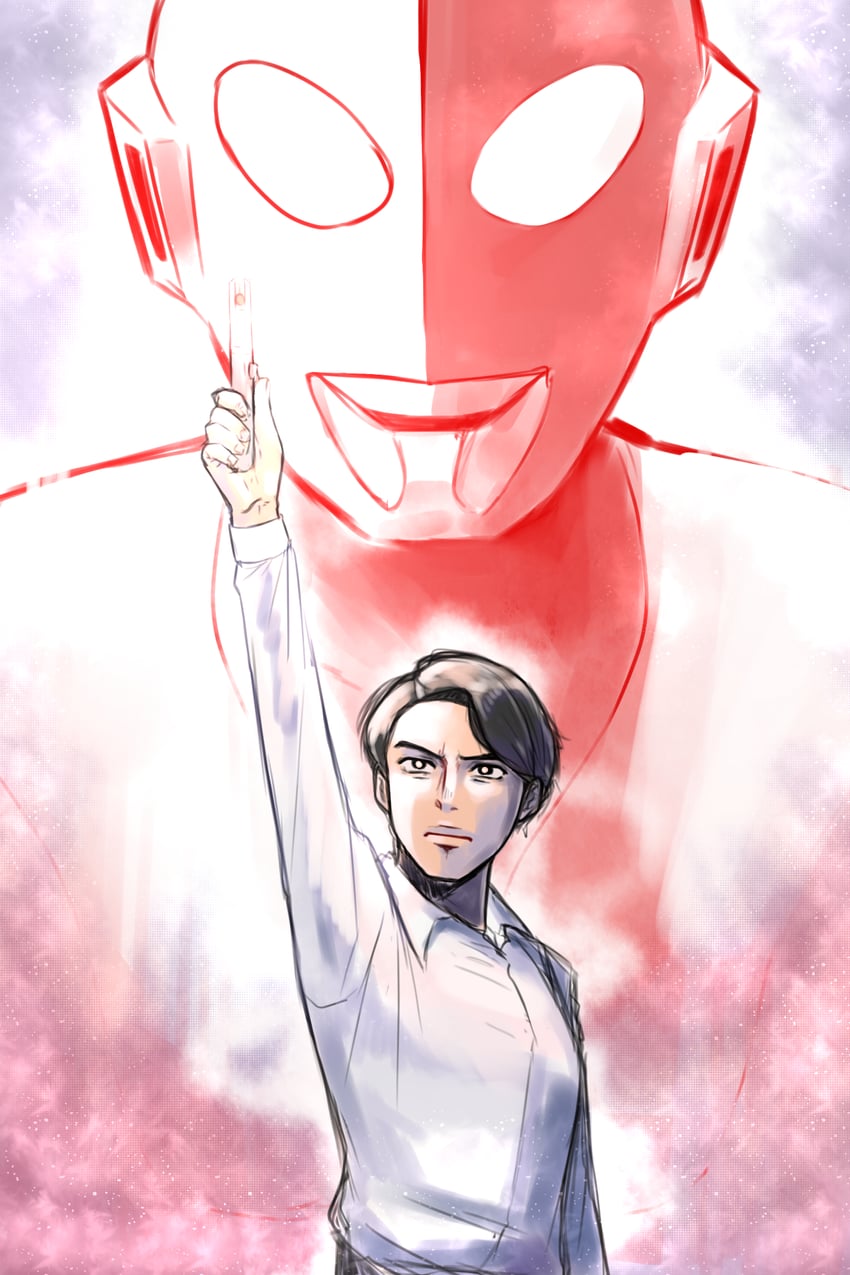 ultraman and kaminaga shinji (ultra series and 1 more) drawn by tsubasa_(godbardtsubasa)