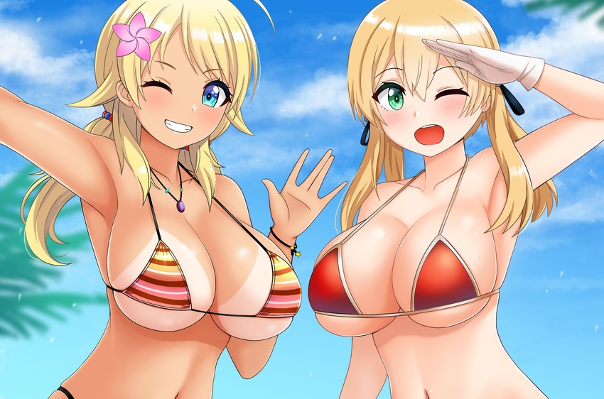 prinz eugen and hachimiya meguru (kantai collection and 2 more) drawn by the_only_shoe