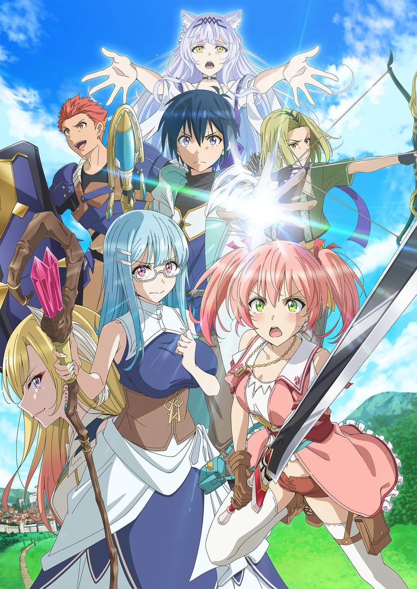 silica, yui, lloyd, cross, daggers, and 2 more (yuusha party wo tsuihou sareta shiro madoushi s-rank boukensha ni hirowareru) drawn by itou_yuuta