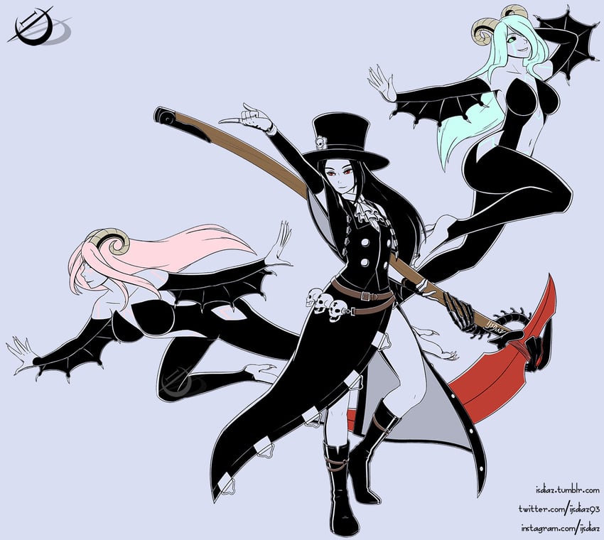 testament and succubus familiar (guilty gear and 1 more) drawn by isdiaz