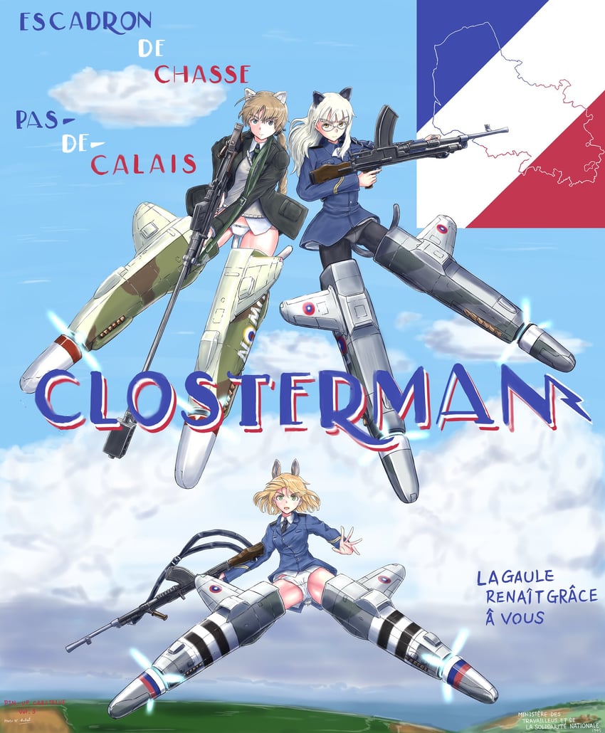 perrine h. clostermann, lynette bishop, and amelie planchard (world witches series and 1 more) drawn by keyboardnoob